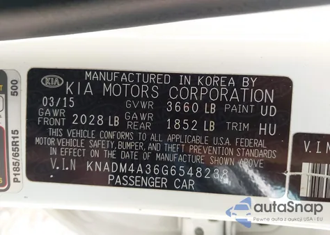 2016 Kia Rio Lx from USA, damaged, VIN KNADM4A36G6548238